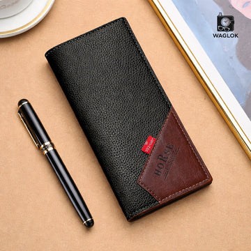 LB-523 WAGLOK Trifold Long Wallet – 14 Card Slots, Zipper Pocket - Black