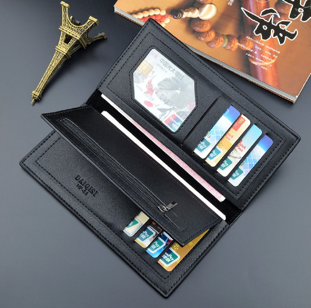 LB-523 WAGLOK Trifold Long Wallet – 14 Card Slots, Zipper Pocket - Black