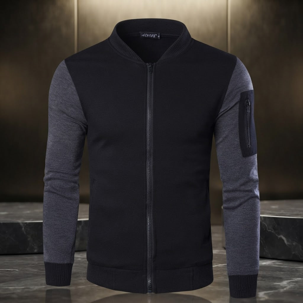 Men's Winter Bomber Zipper Jacket - Black (Edition 2) - L, Black